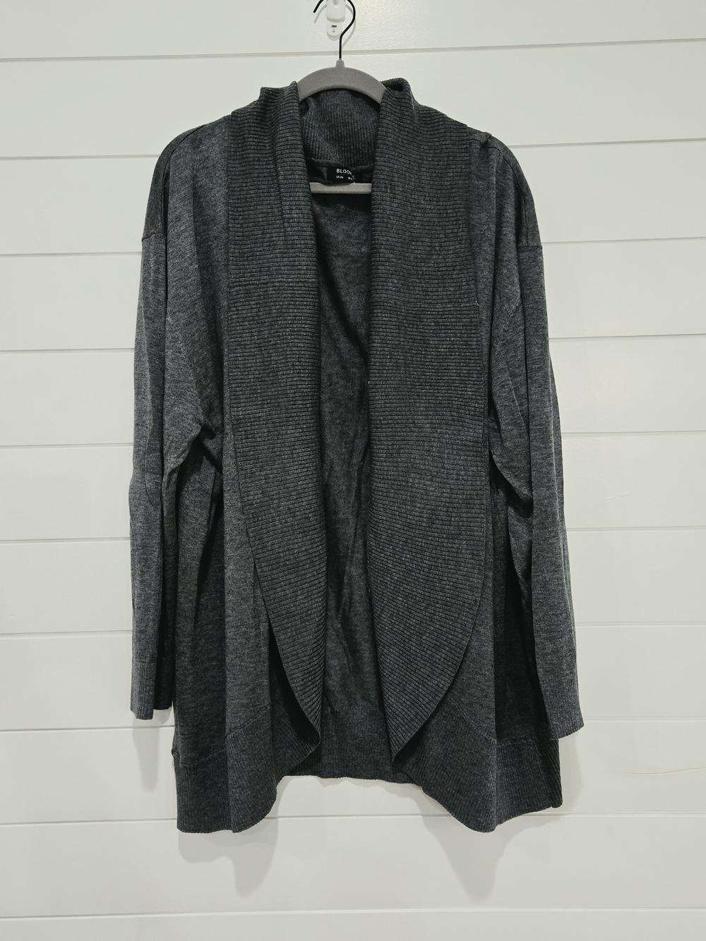 BloomChic Womens Plus Size 26 Charcoal Open-Front Draped Cardigan Cozy Comfy